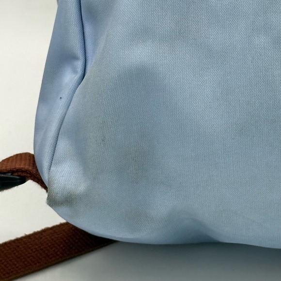 Longchamp Le Pliage Original Backpack Light Blue Nylon Folding Leather Preloved - Picture 12 of 16